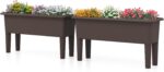 Giantex Raised Garden Beds Outdoor Set of 2, Self-Watering Planter Box with Detachable Legs & Drainage Hole, Outdoor Raised Container for Vegetable Fruit Herbs, 31.5”Lx12”Wx16”H, Easy Assembly (Brown) - Image 9