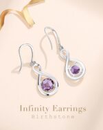FANCIME Dangle Drop Earrings 925 Sterling Silver Dainty Infinity Round Gemstone Birthstone Jewelry Birthday Gifts for Her Women - Image 3