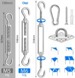 Sun Shade Sail Hardware Kit 6 Inch for Rectangle & Triangle Shade Sail Install, Stainless Steel Shade Sail Fixing Accessories for Outdoor Patio Canopy Garden, Heavy Duty Awning Attachment Set (44 Pcs) - Image 2