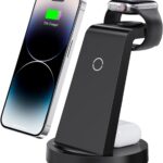 3 in 1 Charging Station for iPhone, Wireless Charger for iPhone 16e 16 15 14 13 12 11 X Pro Max & Apple Watch - Wireless Charging Station for AirPods 4 3 Pro