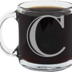 Spotted Dog Company Etched Monogram 12oz Clear Glass Coffee Mug (Letter C), A-Z Customized Coffee Gifts for Coffee Lovers, Custom Engraved Gifts for Women Her, Personalized Gift for Men, Initial