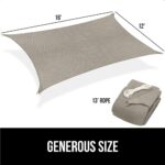 GORILLA GRIP Heavy Duty Sun Shade, UV Protection Fade Tear and Rust Resistant Rectangle Sunshade Canopy, Curved Edges Blocks Sunlight, Breathable Sail, Outdoor Patio, Lawn Garden 12x16 FT Gray - Image 9