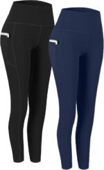 Fengbay 2 Pack High Waist Yoga Pants, Pocket Yoga Pants Tummy Control Workout Running 4 Way Stretch Yoga Leggings
