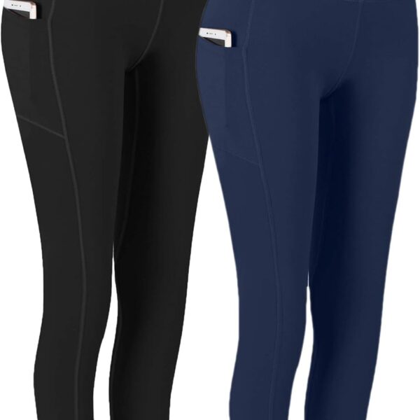 Fengbay 2 Pack High Waist Yoga Pants, Pocket Yoga Pants Tummy Control Workout Running 4 Way Stretch Yoga Leggings