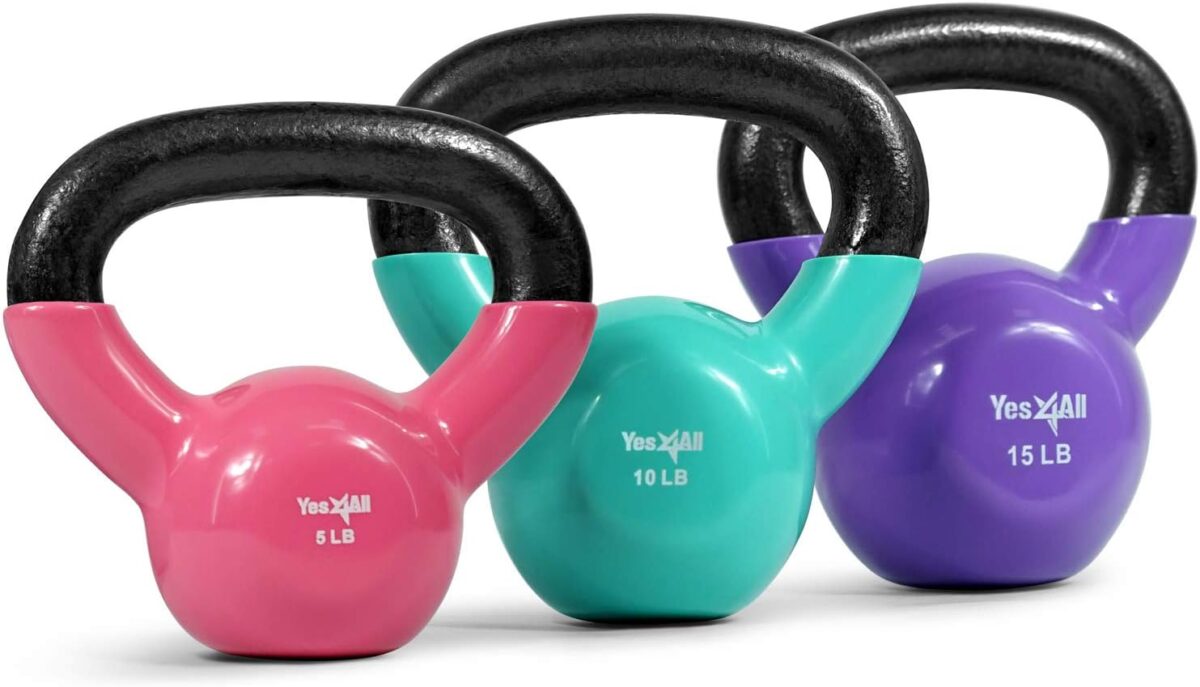 Yes4All Kettlebell Set Vinyl Coated Weights Combo for Full Body Workout Equipment Push up, Grip Strength Training, Dumbbell Weights Exercises - Image 1