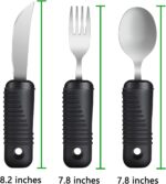 YPC Adaptive Utensils,Easy Grip Silverware,Built-Up Fork,Spoon and Rocker Knife for Adults,Elderly,Arthritis,Tremors and Parkinsons,3 Piece Set - Image 2