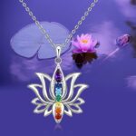 Lotus Flower 7 Chakra Necklace Sterling Silver Yoga Lotus Pendant Chakra Necklaces for Women Balance - Image 5