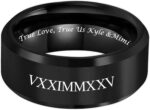 Personalized Black Brushed Men's Tungsten, Custom Engraved Ring, Black Wedding Band, Fiancé Engagement Ring, 8mm Men's Ring- Made in USA - Image 2