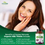 Zazzee USDA Organic Milk Thistle 30:1 Extract, 7500 mg Strength, 120 Vegan Capsules, 80% Silymarin Flavonoids, Standardized and Concentrated 30X Extract, 100% Vegetarian, All-Natural and Non-GMO - Image 4