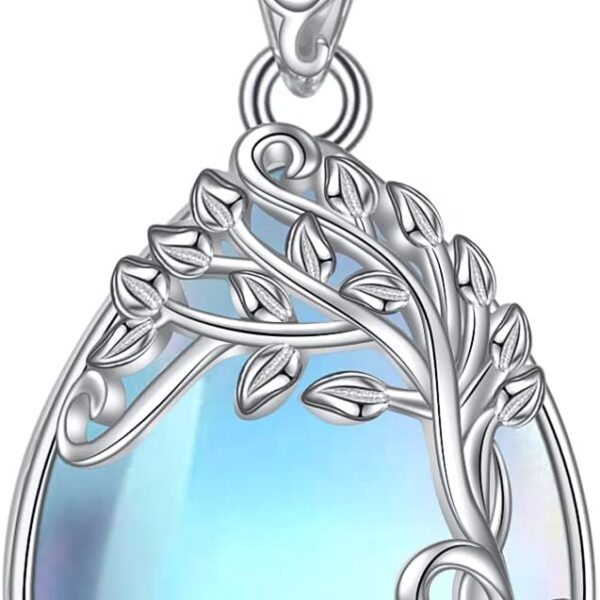 YAFEINI 925 Sterling Silver Moonstone Necklace Filigree Teardrop Pendant Necklace Jewelry for Women Girls
