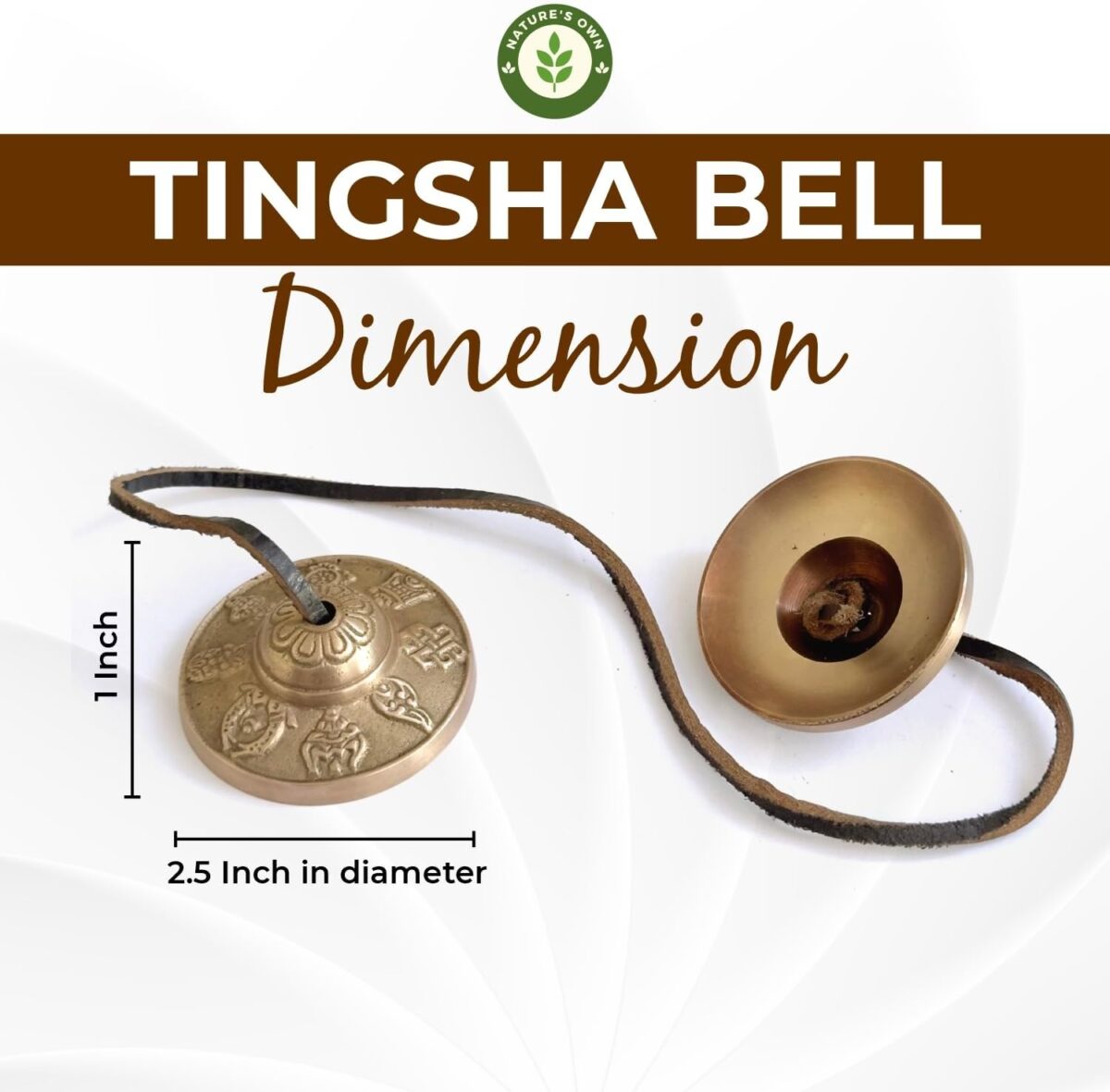 Tibetan Tingsha Bells Cymbals Meditation Chime Bells, 6.3 cm Percussion Instrument, with Cloth Bag, Embossed 8 Lucky Symbols, Ideal for Yoga, Mindfulness, Spiritual Healing, and Sound Therapy - Image 2