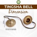 Tibetan Tingsha Bells Cymbals Meditation Chime Bells, 6.3 cm Percussion Instrument, with Cloth Bag, Embossed 8 Lucky Symbols, Ideal for Yoga, Mindfulness, Spiritual Healing, and Sound Therapy - Image 2