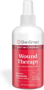 SkinSmart Antimicrobial Wound Therapy, Hypochlorous Acid Safely Removes Bacteria so Wounds Can Heal, 8 Ounce Clear Spray