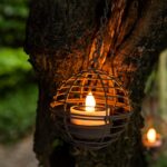 Solar Hanging Lanterns Outdoor Waterproof, Rust Iron Ball Candle Holder with Flickering Solar Powered Tea Lights, Perfect Chargeable Solar Lights for Backyard Patio Garden Fence Tree Decoration-4Pack - Image 2