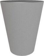 Bloem Tall Finley Tapered Round Planter: 14" - Cement - Matte Textured Finish, 100% Recycled Plastic Pot, for Indoor and Outdoor Use, Gardening, 4 Gallon Capacity