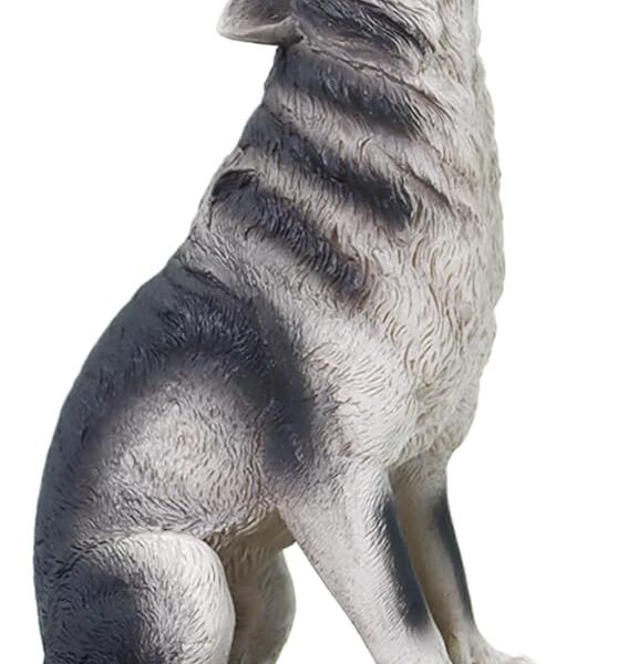 Hosley Resin Wolf Decor Statue and Incense Cone Burner Majestic Smoking Wolf Holder for Aromatic Ambiance and Unique Home Décor 12" Inch