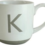 COLLECTIVE HOME - Ceramic Mug, Uppercase Letter Design, Matte Sandstone Texture, Minimalist and Stylish, 15oz, Perfect for Personalized Gifts (K)