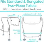 Vive Toilet Safety Rail Frame - Toilet Grab Bars for Elderly, Disabled - Assist Support Rails with Padded Handles - Stand Alone for Bathroom - Adjustable Non Slip for Adults, Seniors, Handicapped - Image 4