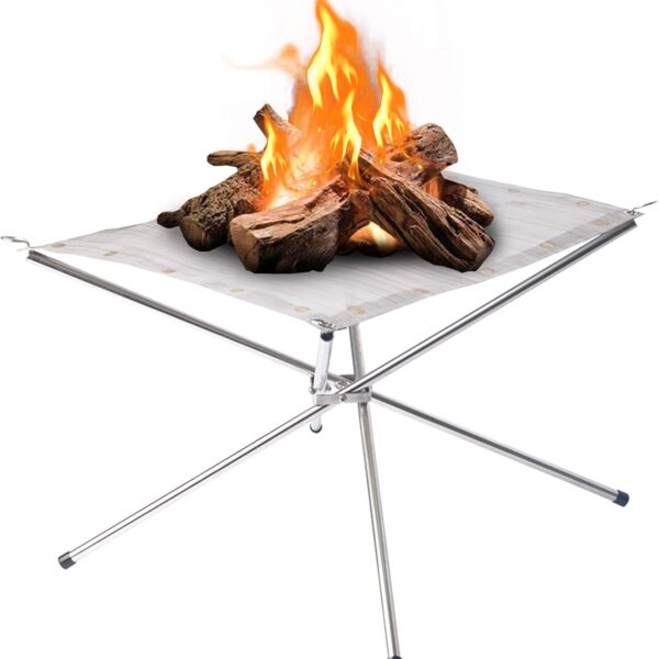 22 inch Portable Outdoor Fire Pit, Collapsing Steel Mesh Fireplace - Perfect for Camping, Backyard and Garden - Carrying Bag Included