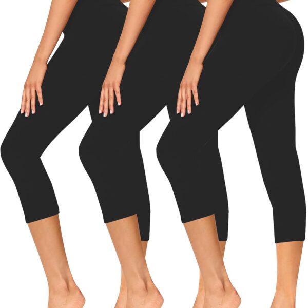 GAYHAY 3 Pack Capri Leggings for Women - Stretch Tummy Control Yoga Pants for Cycling Workout