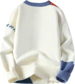 GURUNVANI Patchwork Sweater Mens Colorblock Jumper Cable Knitted Pullover Oversized - Image 2