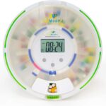 EziMedPil Automatic Pill Dispenser with Alarm, Sound & Light, up to 6 Alarms/Day, 6 Dosage Templates, Easy-Read Display, Frosted Lid & Locked 28-Day Medication Dispenser for Protecting Pills Privacy