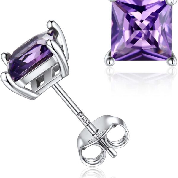 ChicSilver 925 Sterling Silver Sparkling Heart/Round/Princess Cut Birthstone Stud Earrings for Women Birthday Jewelry (with Gift Box)