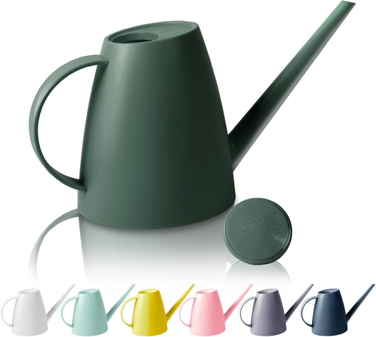 Watering Can for Indoor Outdoor Plants, Modern Small Watering Cans with Removable Nozzle, Long Spout Watering Can for Indoor Bonsai Plants Garden Flowers 1/2 Gallon 1.8L 60OZ (Dark Green) - Image 1