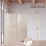 FDW Bamboo Room Divider Folding Privacy Wooden Screen 4 Panel 72 Inches High 17.7 Inches Wide Room Divider for Living Room Bedroom Study,Natural - Image 7