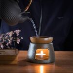 Hand Made Large Capacity Essential Oil Burner Wax Melt Burners, Aromatherapy Aroma Burner Ceramic Oil Diffuser Candle Tealight Holder Home Bedroom Decor Brown - Image 6