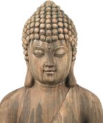 John Timberland Sitting Buddha Statue Sculpture Zen Asian Japanese Garden Decor Outdoor Front Porch Patio Yard Outside Home Balcony House Exterior Weathered Light Sandstone Finish 29 1/2" Tall - Image 6
