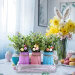 3PCS Easter Mason Jars 3 * 5Inch Easter Painted Tiered Tray Decorative Jars with Wood Tray &Artificial Flowers Farmhouse Bottles for Holiday Spring Home Table Centerpiece Decor Gifts - Image 4