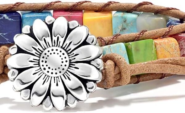 sedmart 7 Chakra Bracelets for Women with Real Stones Leather Wrap Healing Bead Bracelet Women Men Boho Friendship Jewelry