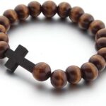 COLORFUL BLING Fashion Religious 10MM Wooden Beads Cross Bracelet for Men Women Faith Prayer Handmade Catholic Jewelry