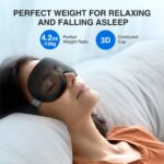 YFONG Weighted Sleep Mask, Women Men 3D Blocking Lights Sleeping Mask (4.2oz/120g), Pressure Relief Night Sleep Eye Mask with Adjustable Strap, Eye Cover Blindfold for Travel Nap Yoga, Black - Image 2