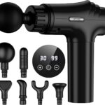 AYURA Massage Gun Deep Tissue, Percussion Muscle Massager Gun, Handheld Back Massager for Pain Relief, Mini Massage Gun with 30 Speeds and 6 Heads for Athletes Men Women (Black)