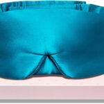 LitBear Silk Sleep Mask for Side Sleeper, Eye Mask Sleeping for Women Men 100% 22 Momme Pure Mulberry Silk, Face-Hugging Padded Silk Eye Cover for Sleeping with Adjustable Band (Peacock Blue)