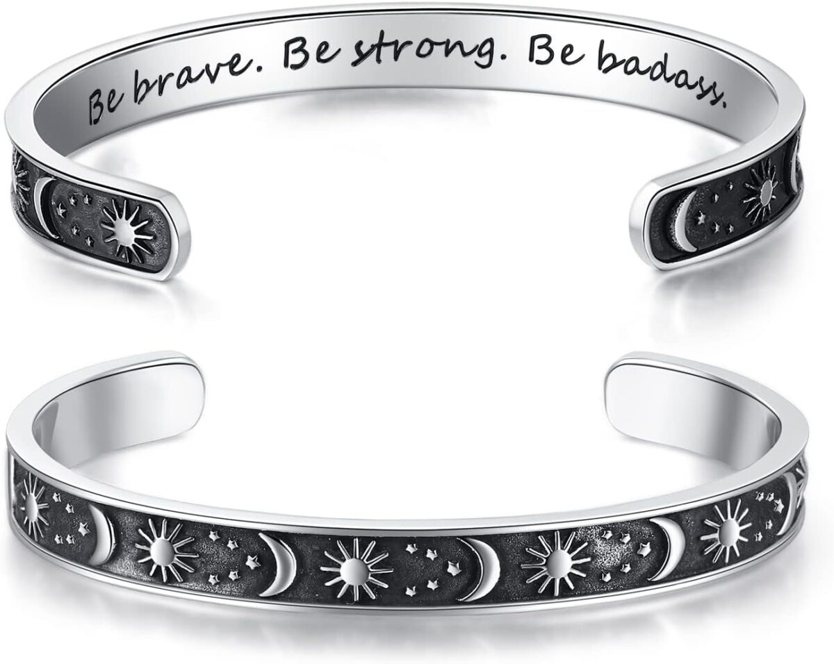 TONY & SANDY Inspirational Bracelets for Women Teen Girls Personalized Gifts for Daughter Granddaughter Mom Sister Friends Stainless Steel Engraved Cuff Birthday Easter Christmas - Image 1