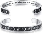 TONY & SANDY Inspirational Bracelets for Women Teen Girls Personalized Gifts for Daughter Granddaughter Mom Sister Friends Stainless Steel Engraved Cuff Birthday Easter Christmas