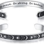 TONY & SANDY Inspirational Bracelets for Women Teen Girls Personalized Gifts for Daughter Granddaughter Mom Sister Friends Stainless Steel Engraved Cuff Birthday Easter Christmas