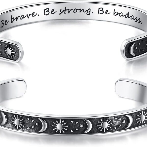 TONY & SANDY Inspirational Bracelets for Women Teen Girls Personalized Gifts for Daughter Granddaughter Mom Sister Friends Stainless Steel Engraved Cuff Birthday Easter Christmas