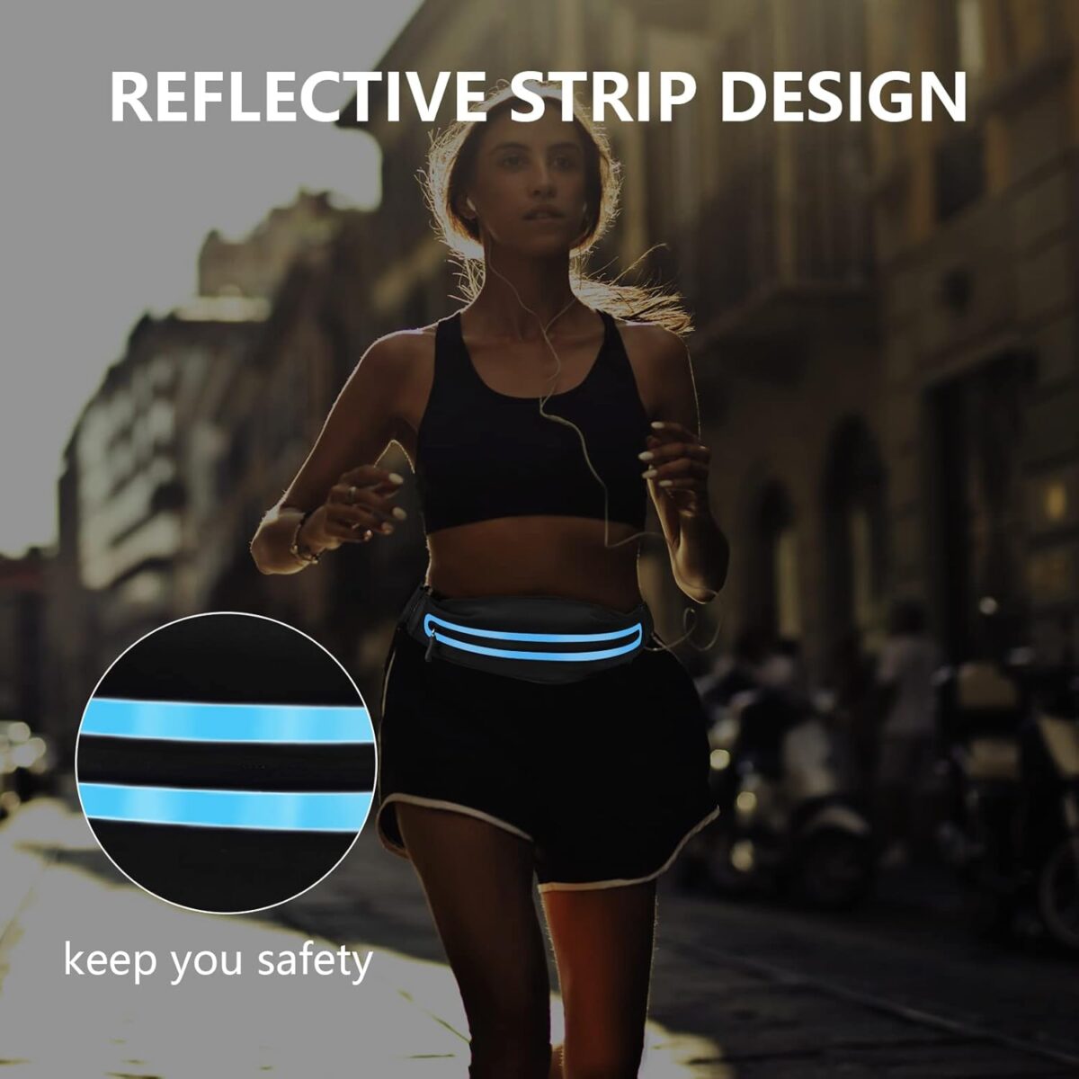 Running Belt Fanny Pack, Running Waist Pack for Women & Men USA Patented Hands-Free Reflective Runner Pouch Belt Fitness Workout Bag No-Bounce Adjustable Sport Travel Fanny Pack Cell - Image 4