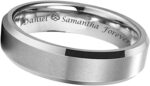Personalized Men's Brushed With Beveled Mirror Edge Silver Ring Custom Engraved Free In Any Language - Silver Wedding Band - Ships from USA