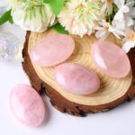 Rose Quartz Palm Stone Crystal Natural Chakra Reiki Polished Healing Love Oval Pocket Worry Stone Crystals for Anxiety Stress Relief Therapy - Image 3