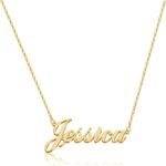 DayOfShe Personalized Name Necklace for Women 18K Gold Plated Custom Name Plate Necklace Jewelry Gifts for Mom