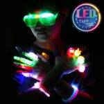 78PCs LED Light Up Toy Party Favors/Supplies Bulk Glow In The Dark For Adult Kids Birthday Halloween With 50 Finger Light, 12 Jelly Ring, 6 Flashing Glasses, 5 Bracelet, 5 Fiber Optic Hair Light - Image 7