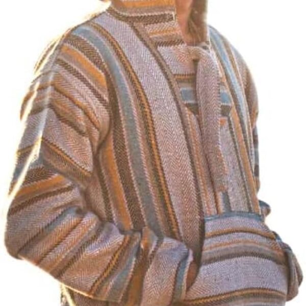 Authentic Baja Hoodie - Drug Rug Hoodie - Mexican Baja Hoodie - Baja Poncho - Grey