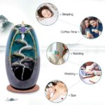 SPACEKEEPER Ceramic Backflow Incense Holder and Burner Waterfall, with 120 Backflow Incense Cones + 30 Incense Stick, Aromatherapy Ornament Home Decor, Blue Set - Image 4