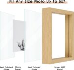 MUYE 5x7 Floating Frame Set of 2,Double Glass Rustic Photo Frame for Wall Hanging or Tabletop Standing,Also Display 4x6 or 3x5 Photo for Floating Effect,Natural - Image 5
