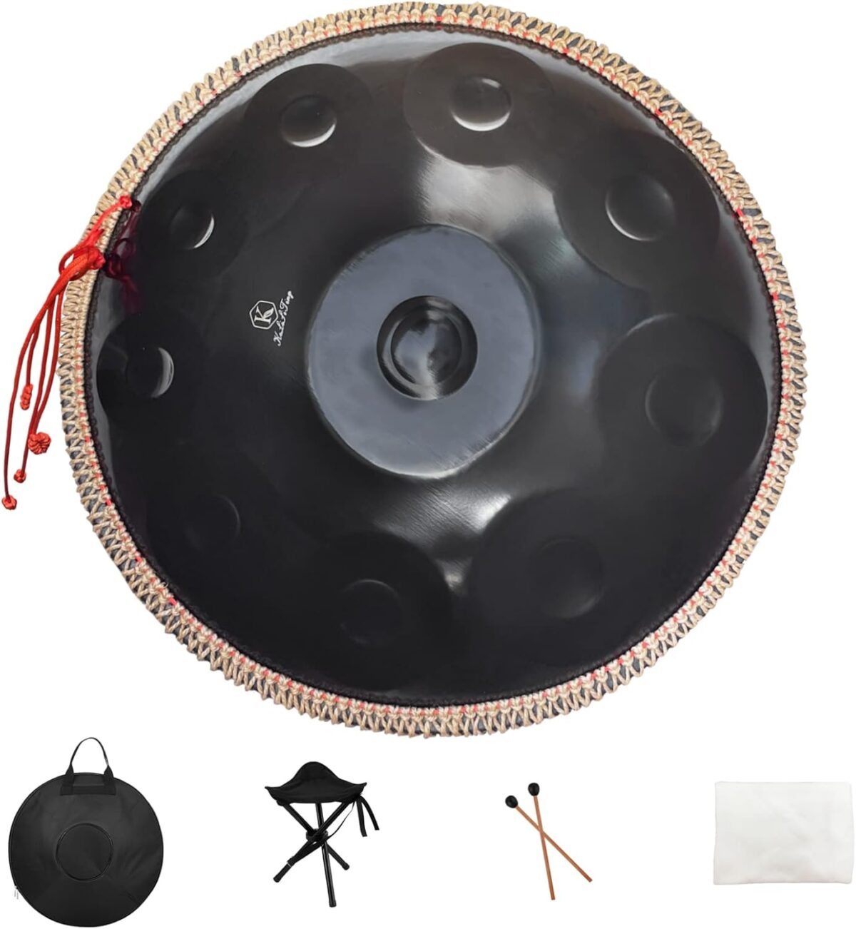 Handan 432HZ,10 Sounds 22 Inches D Minor Handpan Drum,Prremium Steel Hand Pan Instrument for Adults,Classic Black - Image 1